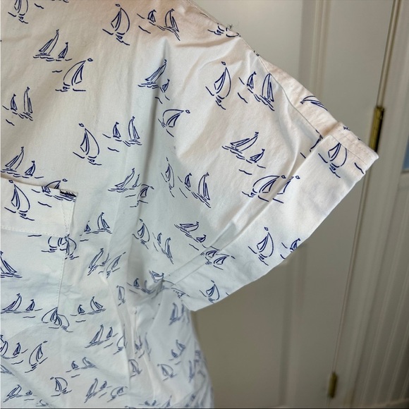 Vineyard Vines Sailboat Shirt Half-Button Short Sleeve - Size 6 - Picture 5 of 10